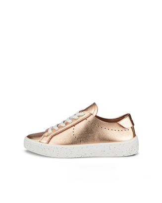 Women's ECCO® Street Tray Leather Sneaker - Metallics - Outside