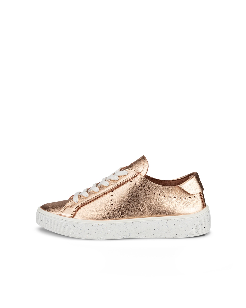 Women's ECCO® Street Tray Leather Sneaker - Metallics - Outside