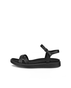 Women's ECCO® Yuma Nubuck Flat Sandal - Black - Outside