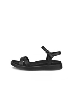 Women's ECCO® Yuma Nubuck Flat Sandal - Black - Outside