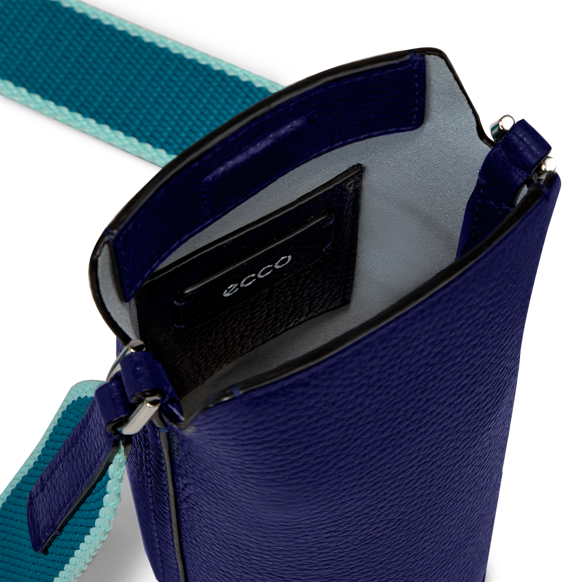 ECCO® Pot Nook Combi Leather Crossbody Bag - Blue - Inside