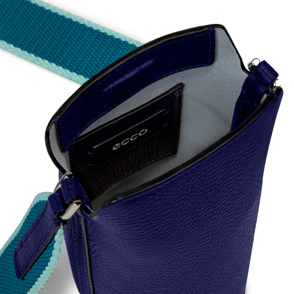 ECCO® Pot Nook Combi Leather Crossbody Bag - Blue - Inside