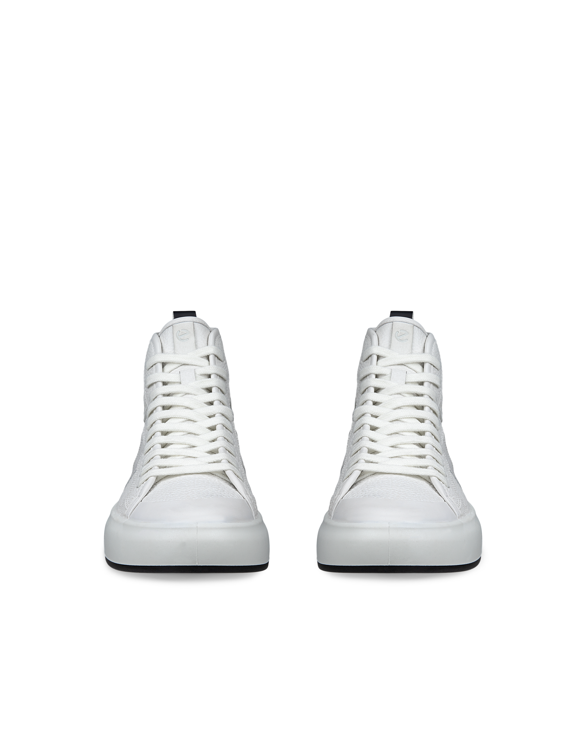 Women's ECCO® Street Ace Leather High-Top Sneaker - White - Front pair