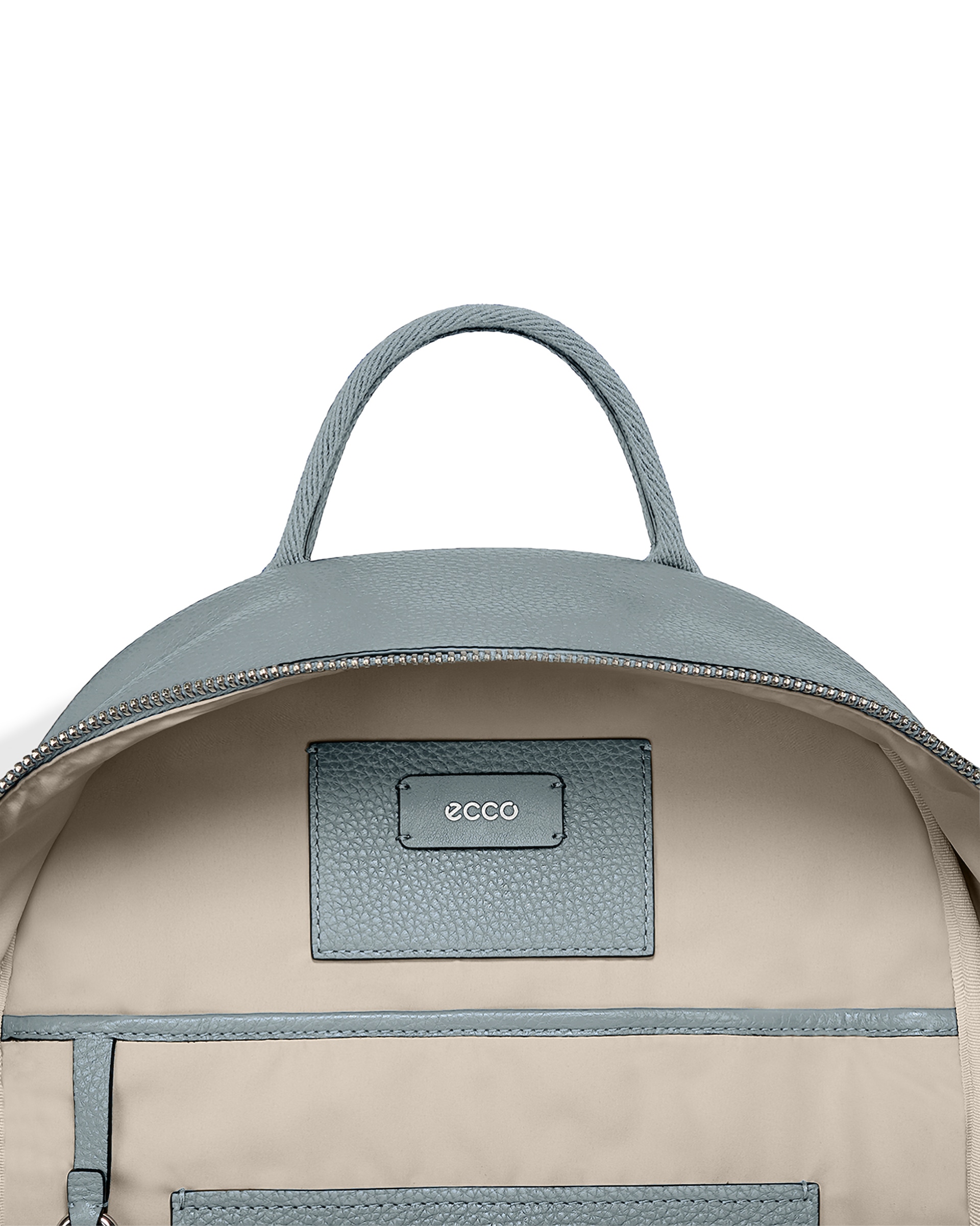 ECCO® Round Pack Leather Small Backpack - Grey - Inside