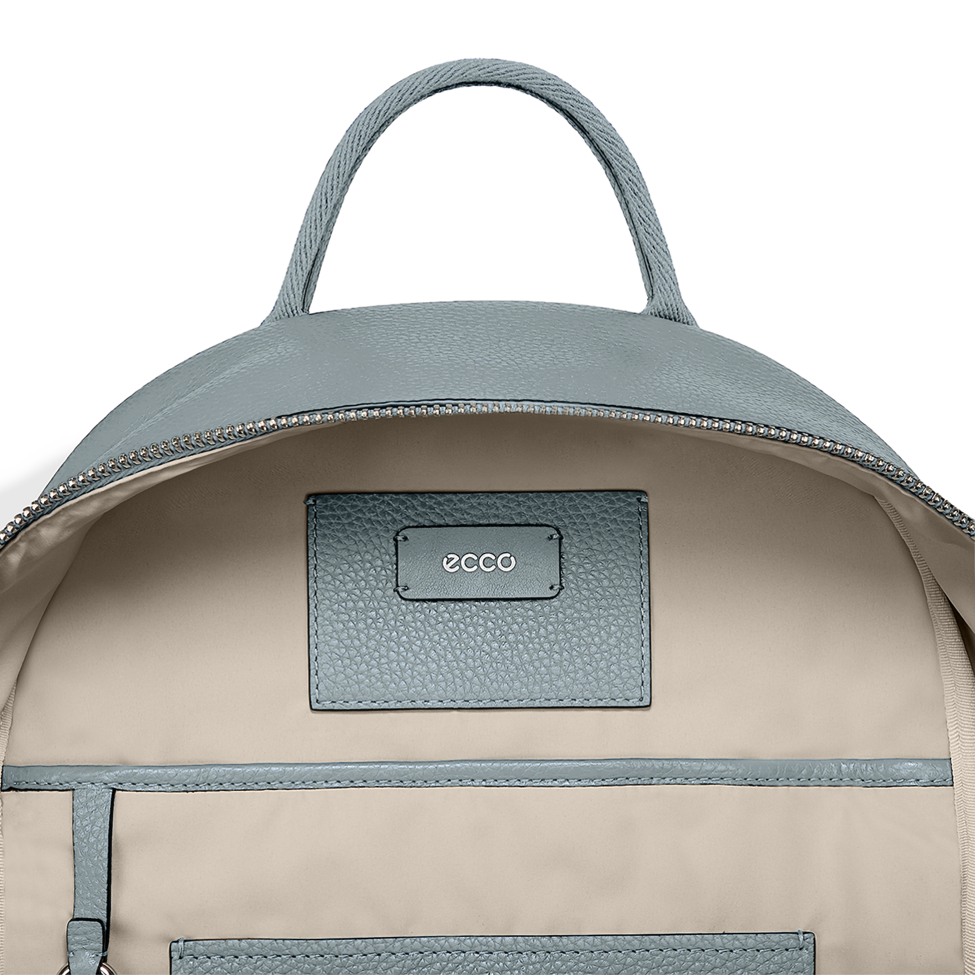 ECCO® Round Pack Leather Small Backpack - Grey - Inside