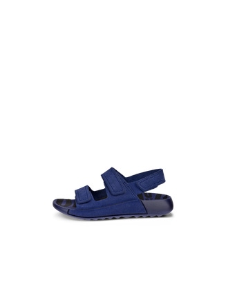 Kids' ECCO® Cozmo Nubuck Two Strap Sandal - Blue - Outside