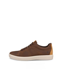 Men's ECCO® Soft Classic Nubuck Sneaker - Brown - Outside