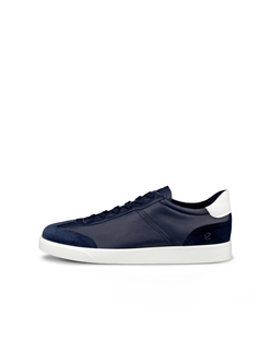 Men's ECCO® Street Lite Leather Sneaker - Blue - Outside