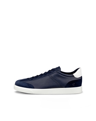 Men's ECCO® Street Lite Leather Sneaker - Blue - Outside