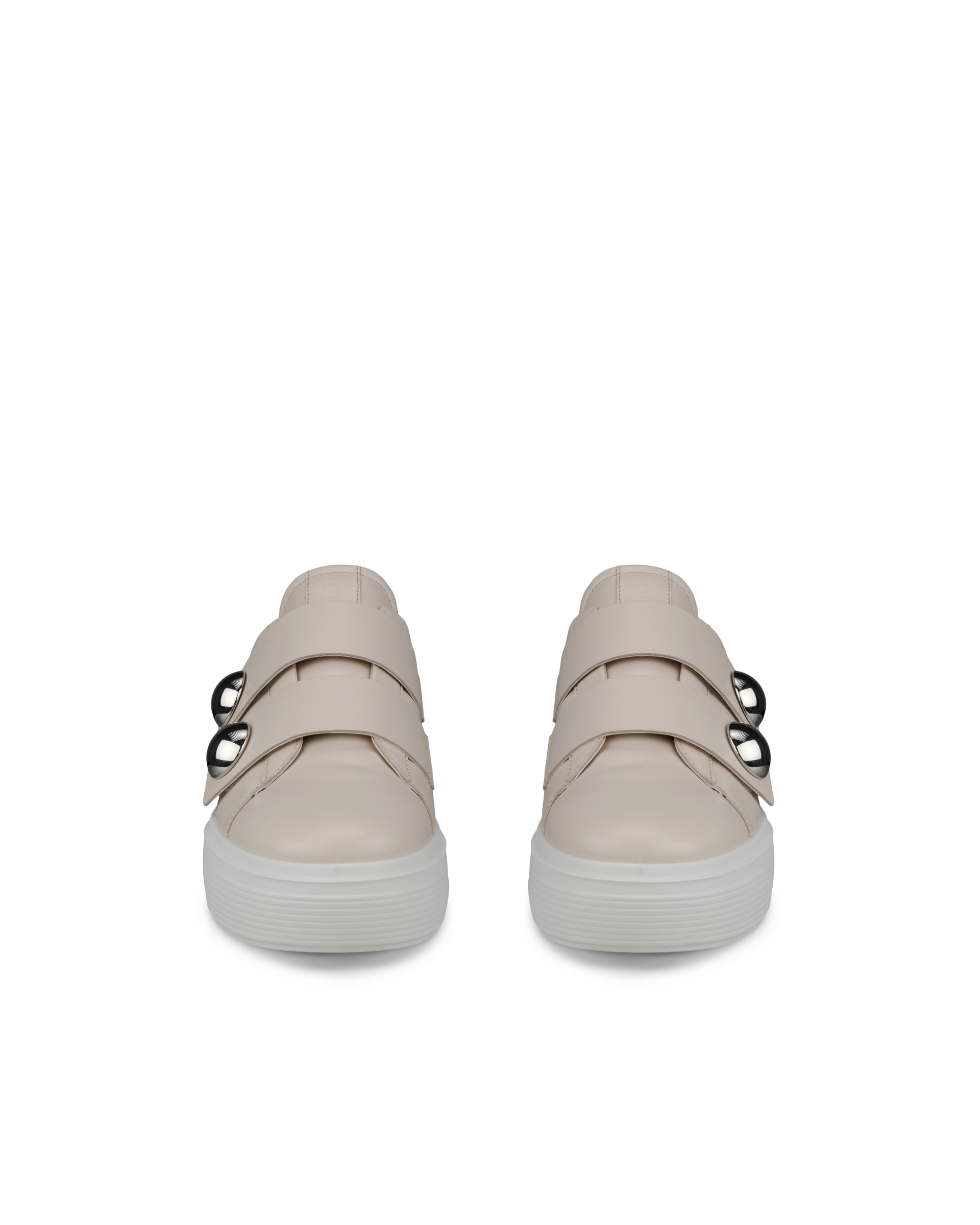 여성용 ECCO® Street Platform 가죽 트레이너 - Beige - Front pair