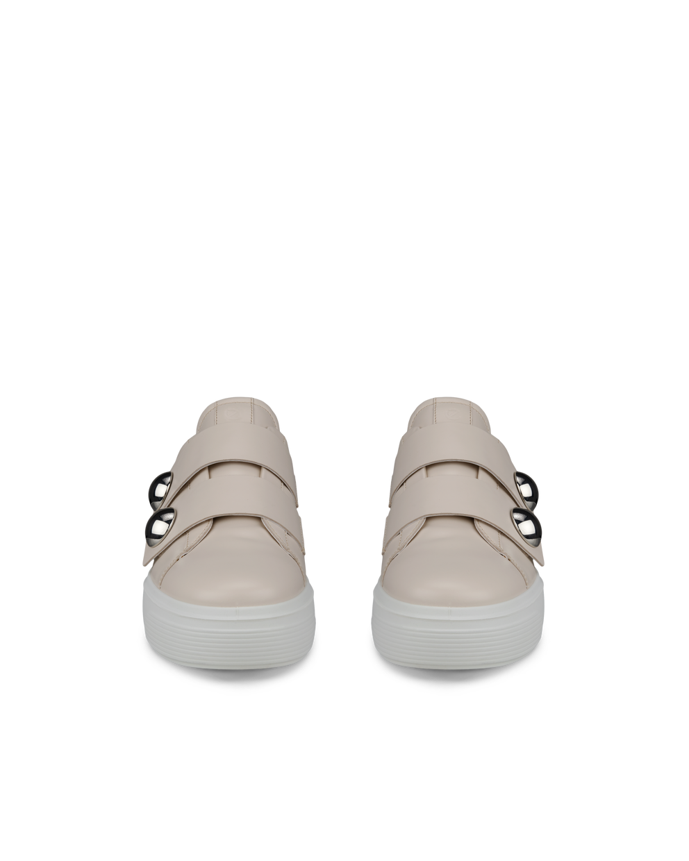 여성용 ECCO® Street Platform 가죽 트레이너 - Beige - Front pair