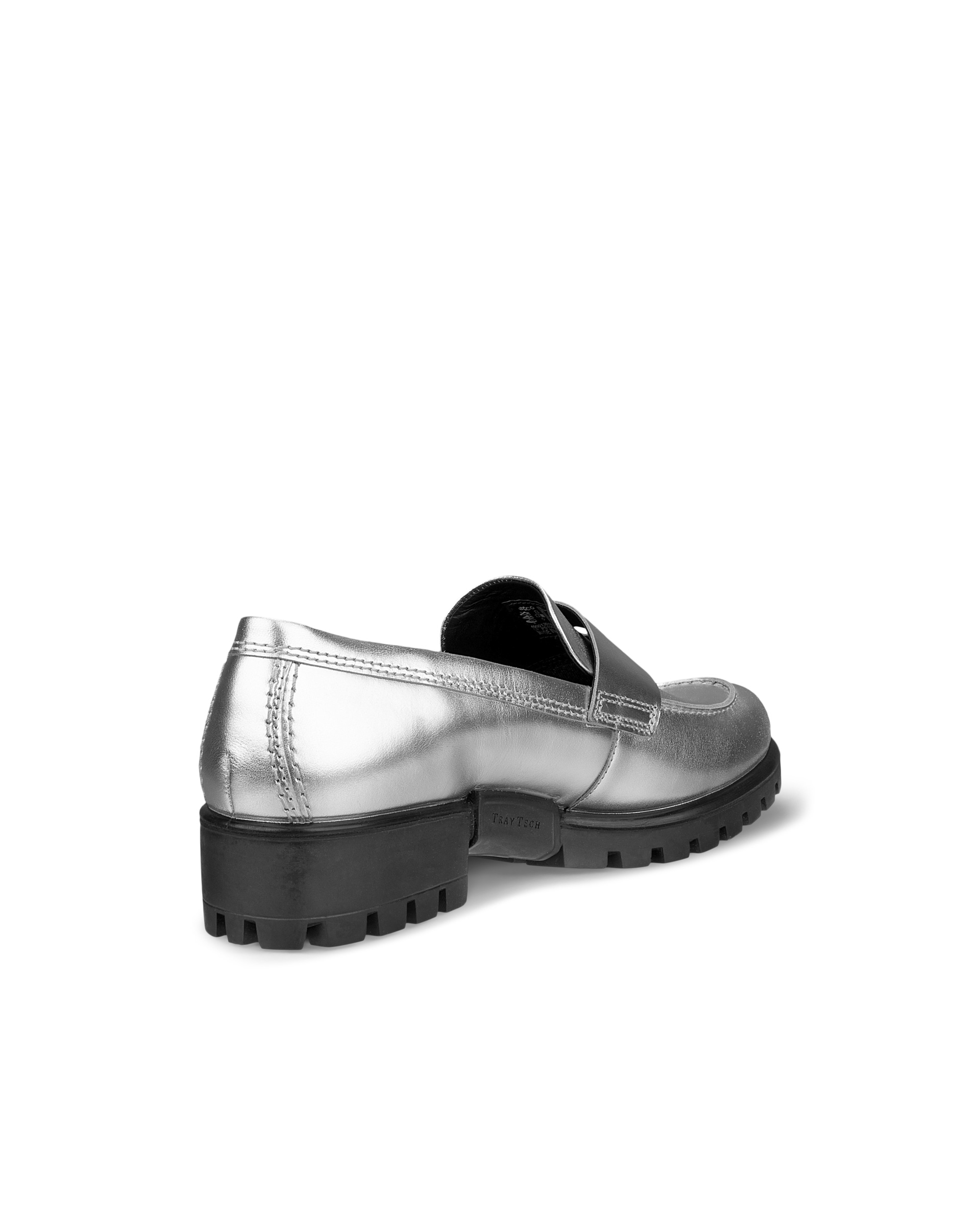 Women's ECCO® Modtray Leather Loafer - Silver - Back