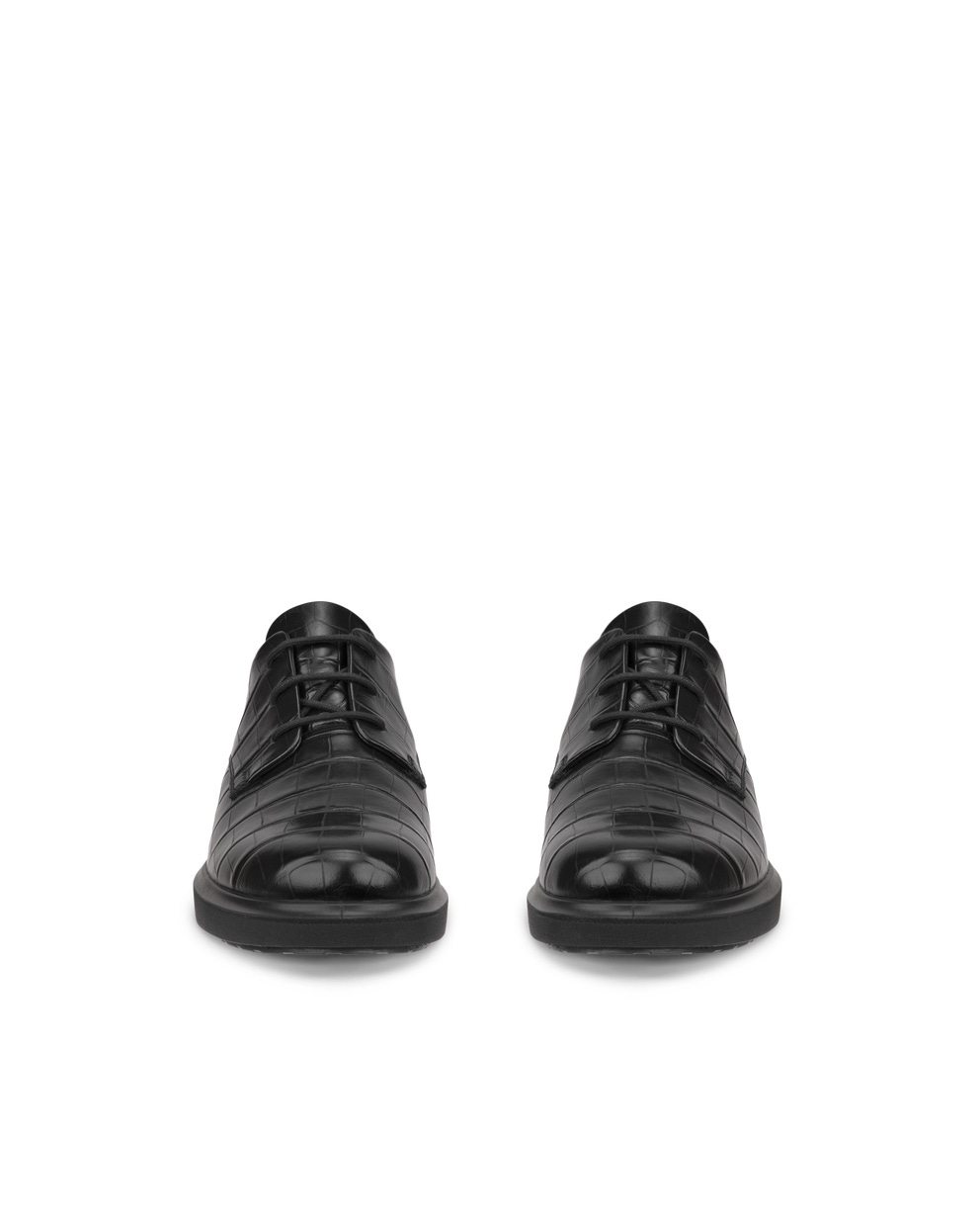 Women's ECCO® Metropole Amsterdam Leather Derby Shoe - Black - Front pair