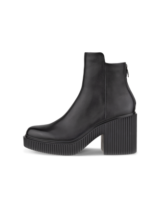 여성용 ECCO Fluted Heel 가죽 앵클 부츠 - Black - Outside