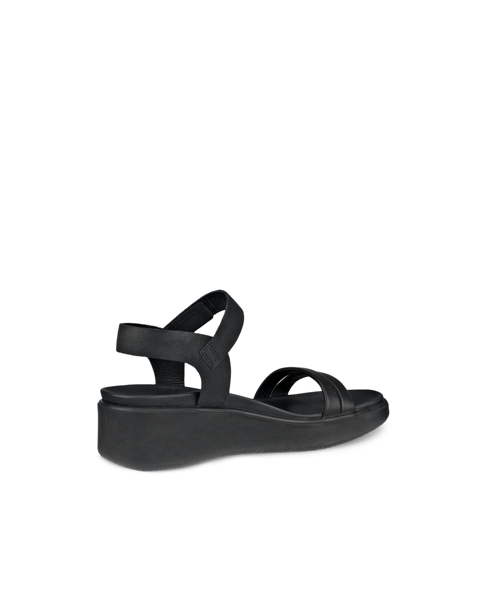 Women's ECCO® Flowt Wedge LX Leather Sandal - Black - Back