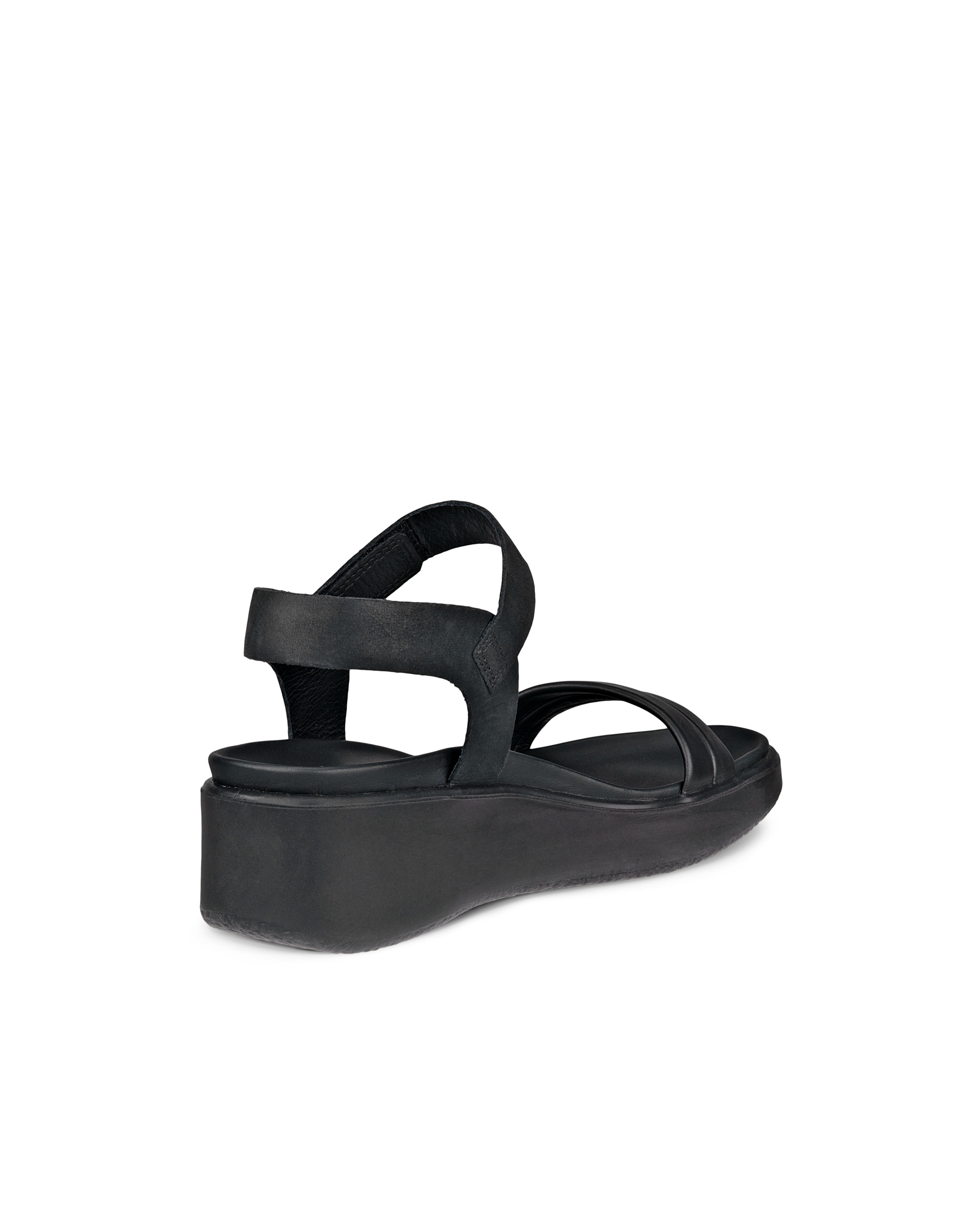 Women's ECCO® Flowt LX Leather Wedge Sandal - Black - Back