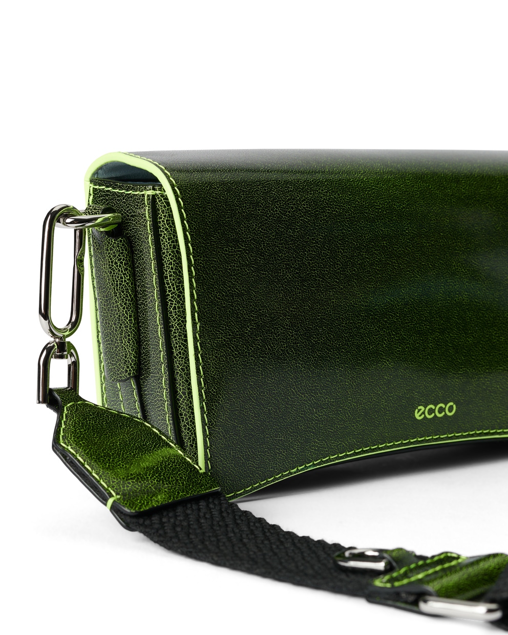 ECCO® Pinch Medium Cracked Leather Pinch Crossbody Bag - Green - Detail-1