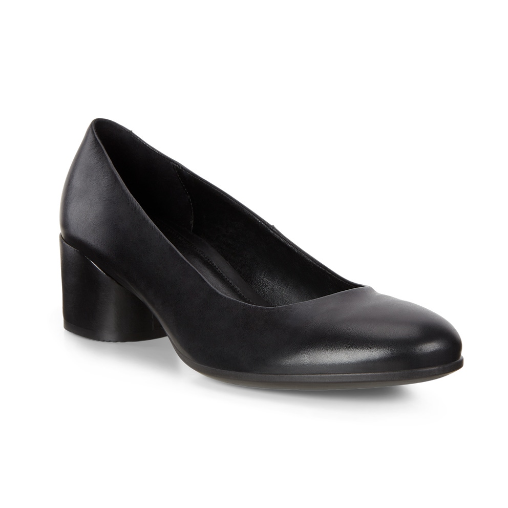 Women's ECCO® Shape 35 Mod Block Leather High-Heel Pump - Black - Main