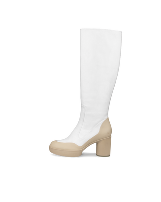 Women's ECCO® Shape Sculpted Motion 55 Leather High-Cut Boot - White - Outside