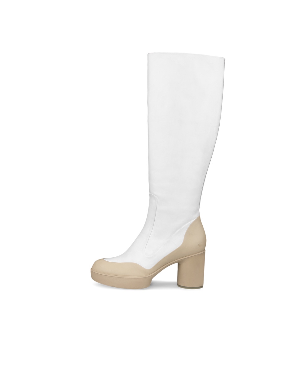 Women s ECCO Shape Sculpted Motion 55 Leather High Cut Boot White