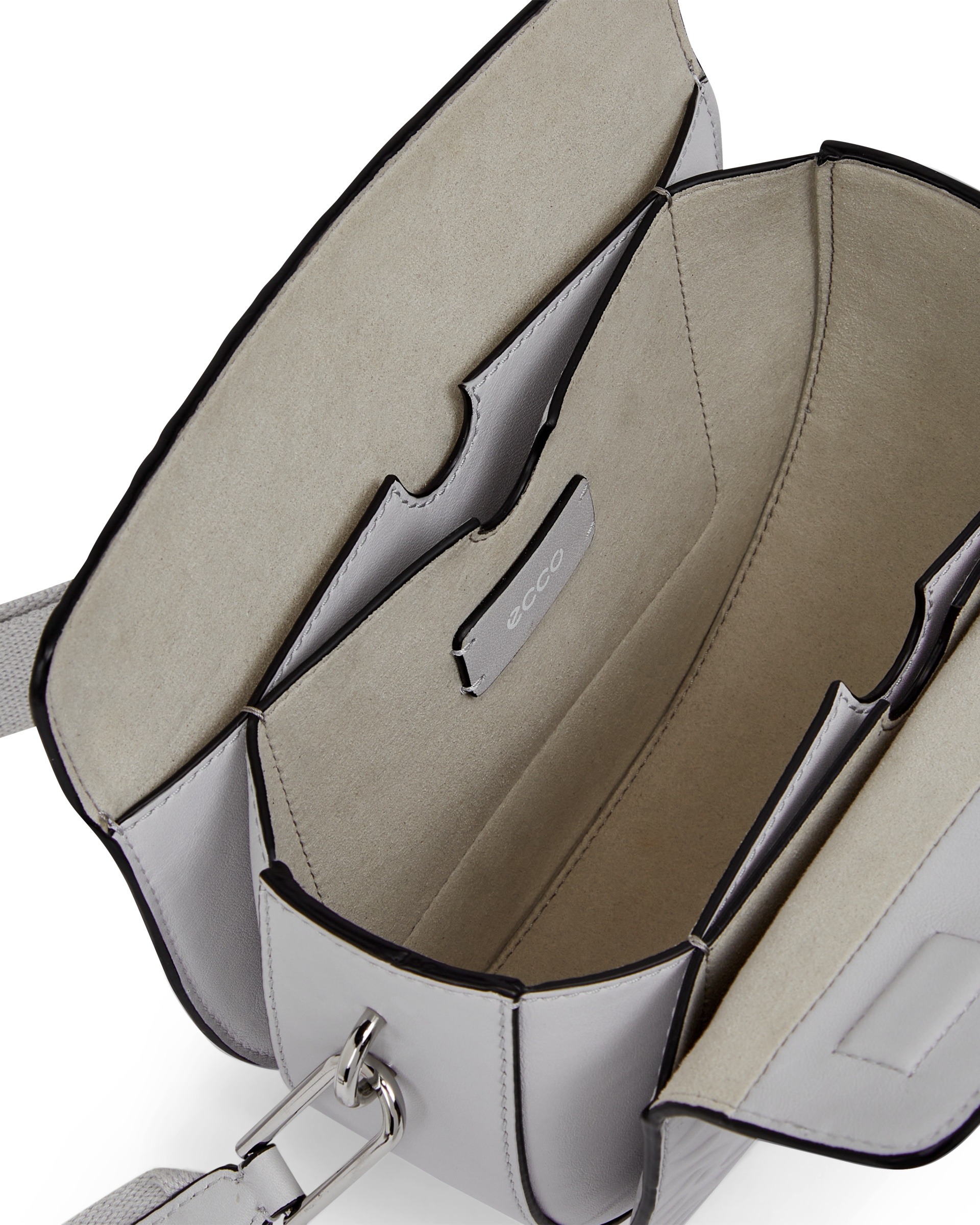 ECCO® Wave Leather Saddle Bag - Grey - Inside