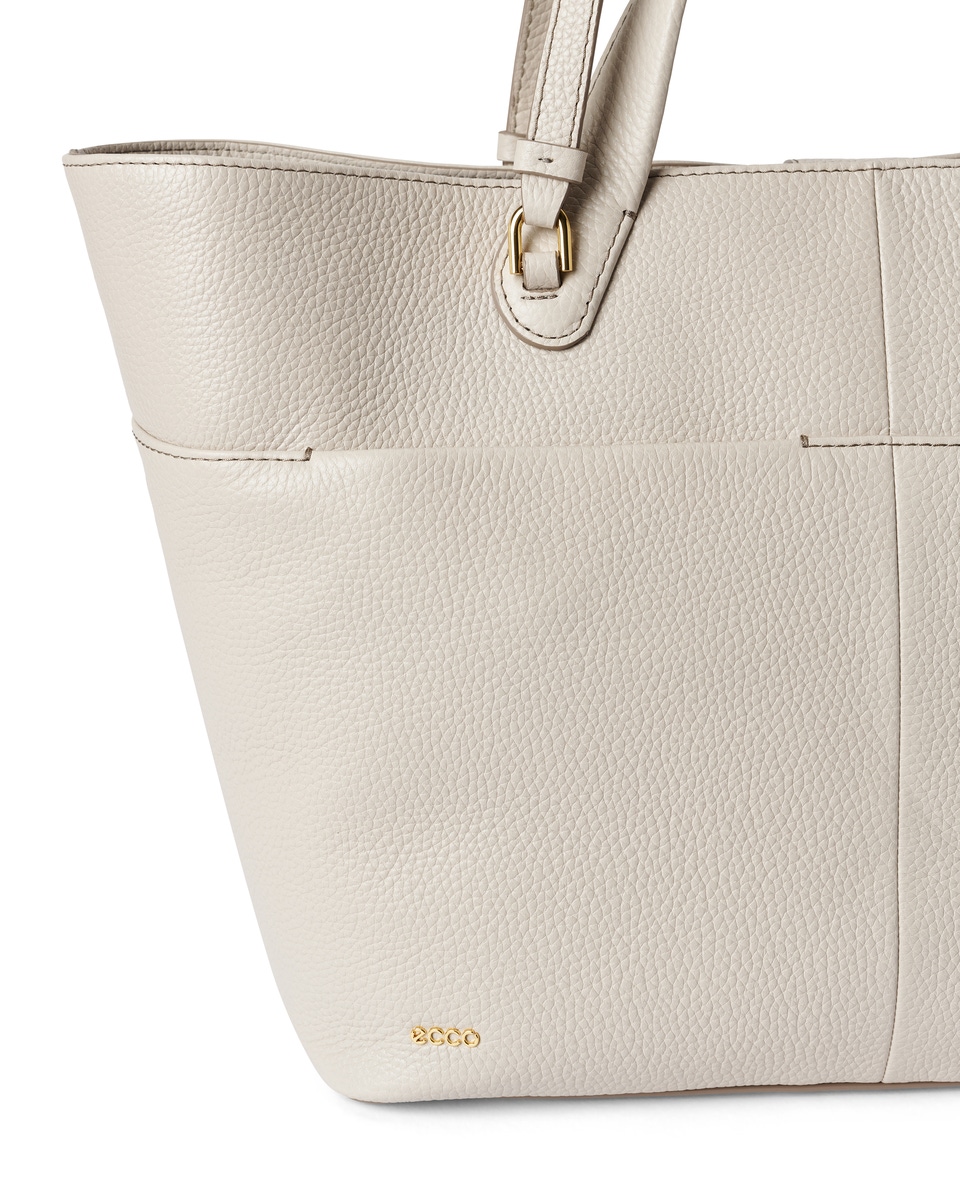 Beige leather tote bag sale