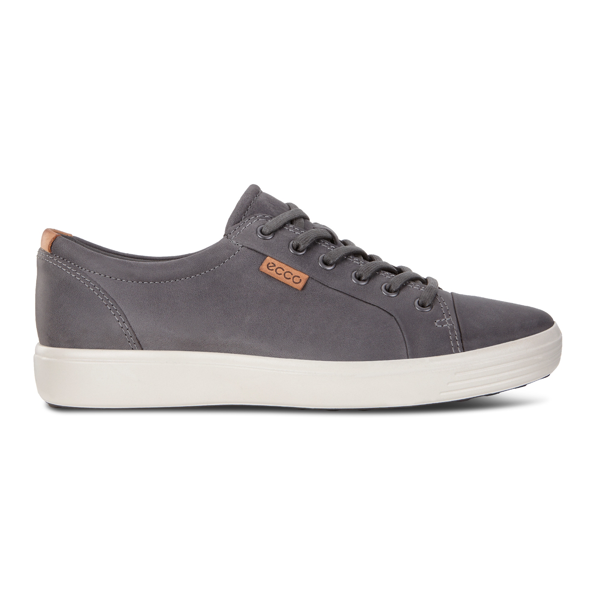 Men's ECCO® Soft 7 Leather Sneaker - Grey - Outside