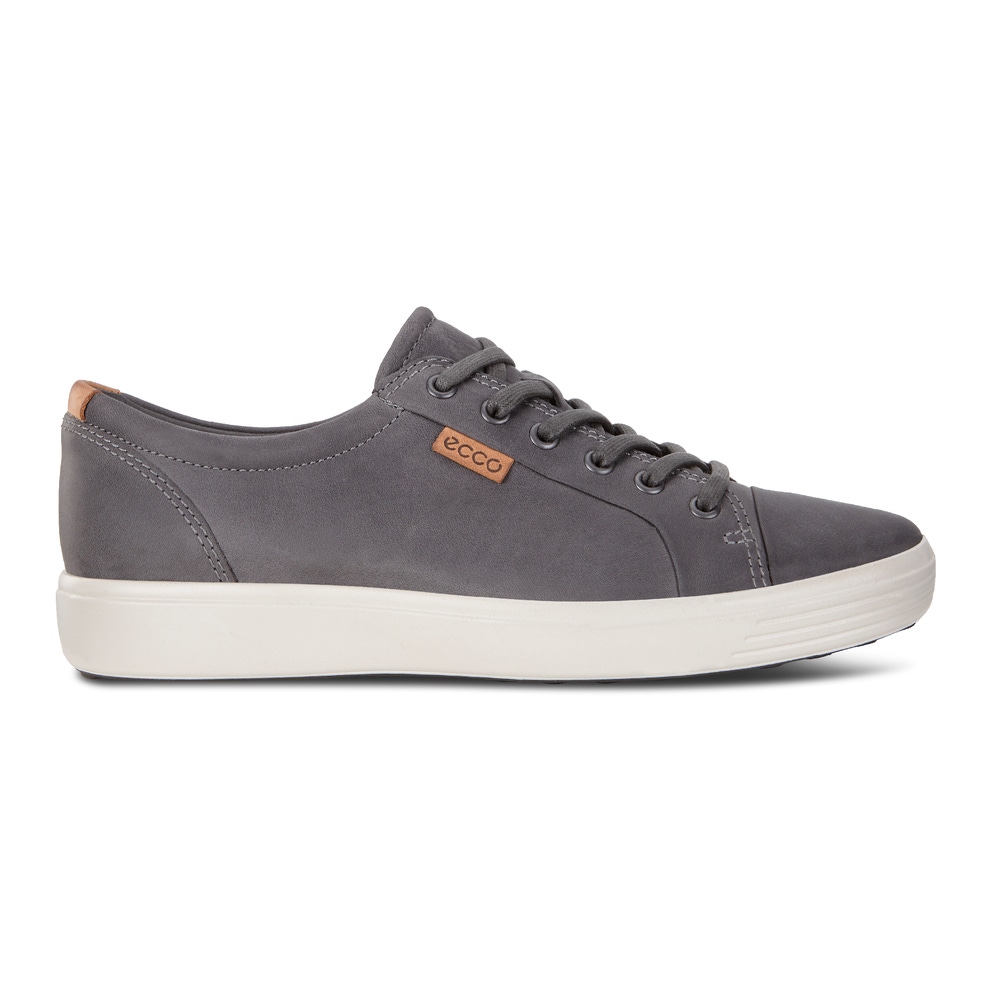 Men's ECCO® Soft 7 Leather Sneaker - Grey - Outside