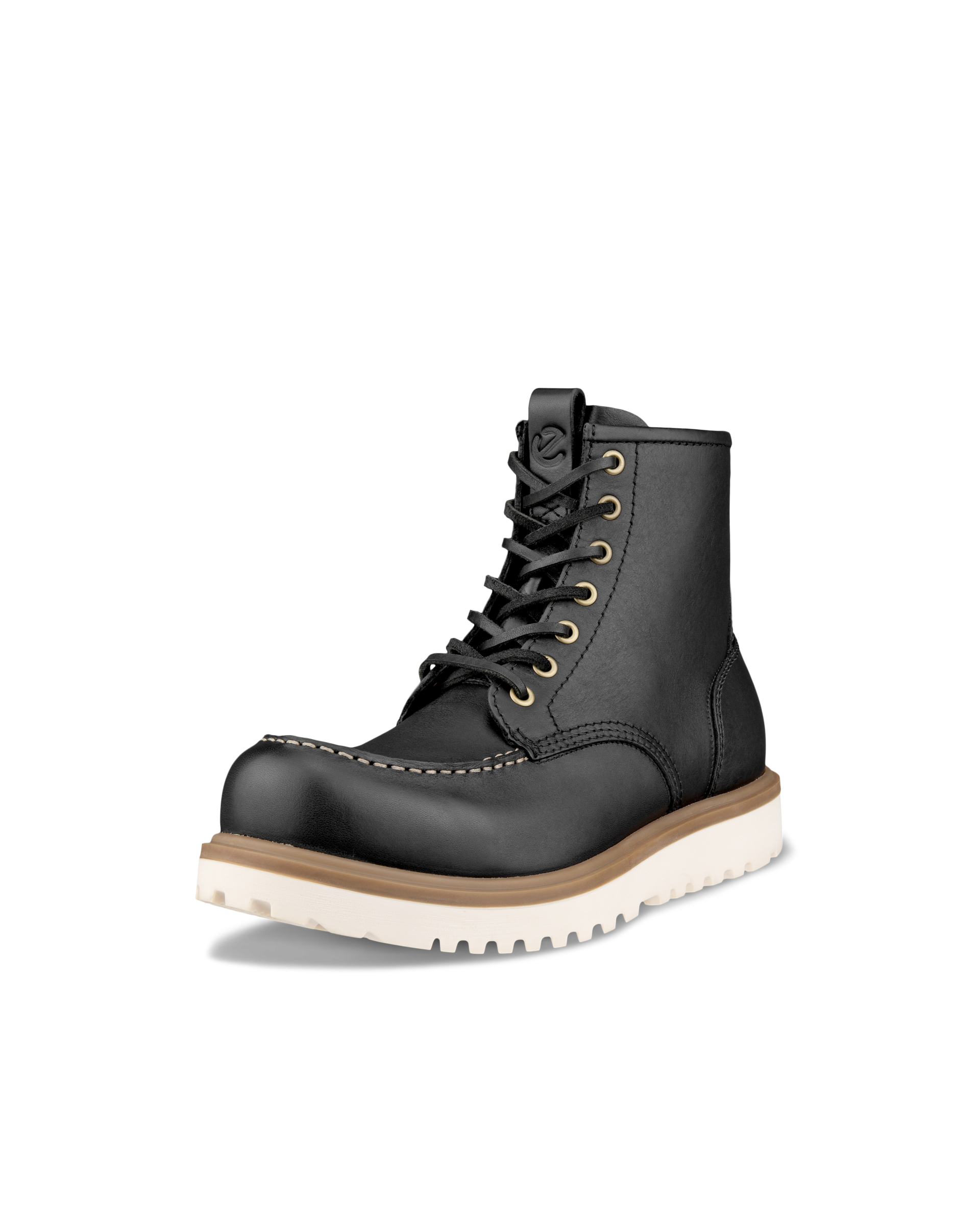 Botas de piel con puntera pespunteada ECCO® Staker para hombre - Negro - Main