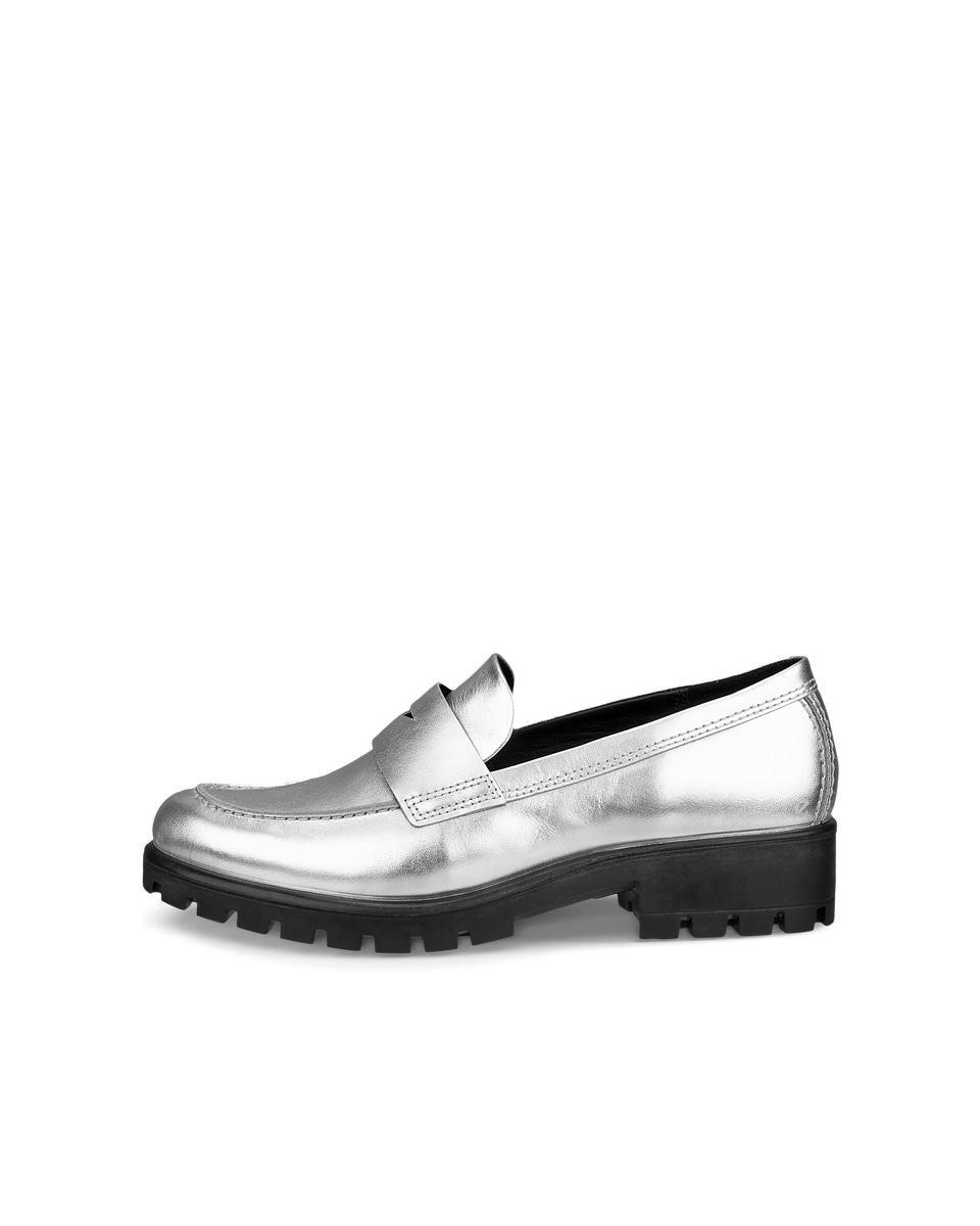 Women s ECCO Modtray Leather Loafer Silver