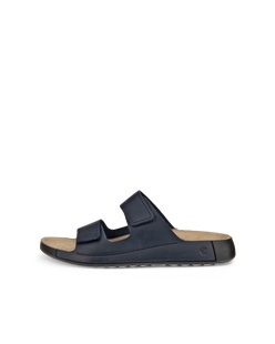 Men's ECCO® Cozmo Leather Two Strap Sandal - Blue - Outside