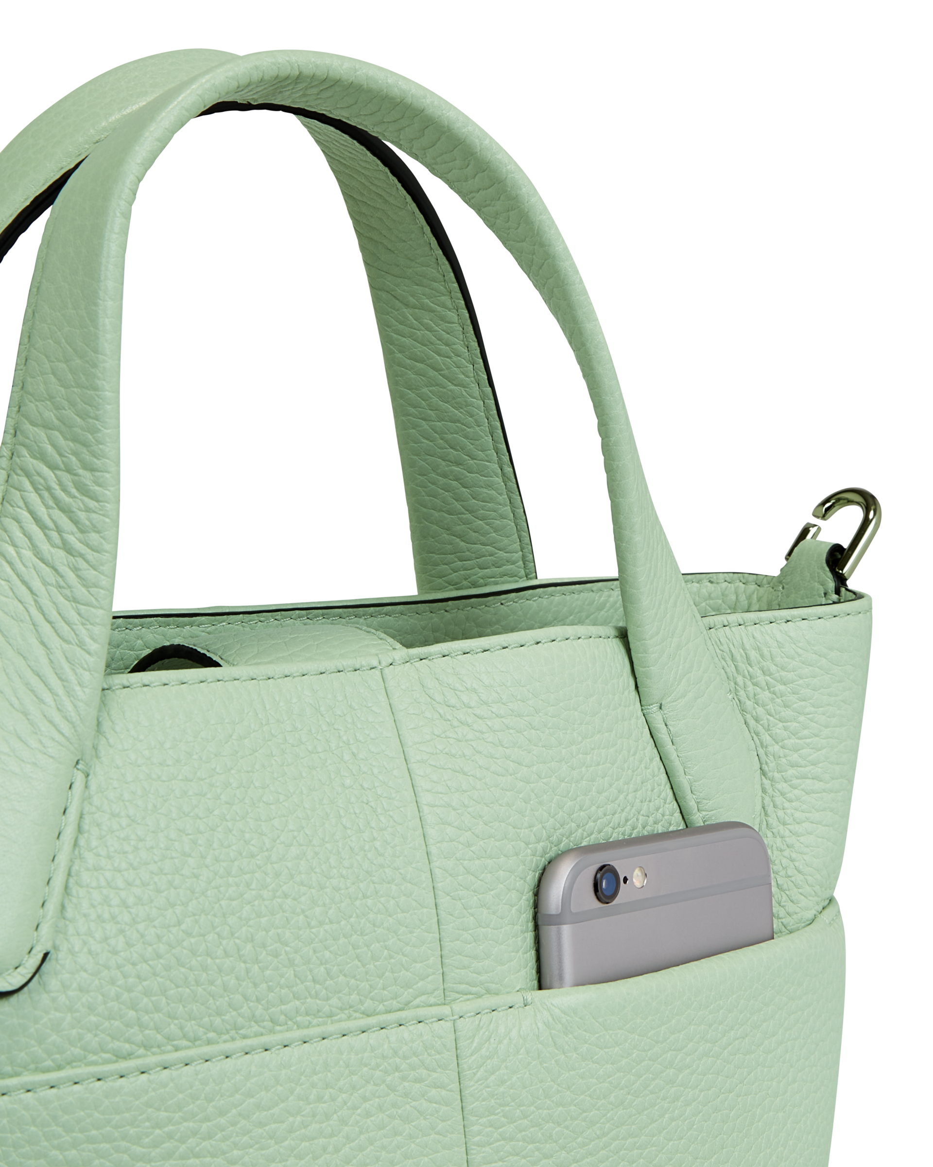 ECCO® Tote S Pebbled Leather Tote Bag - Green - Detail-2