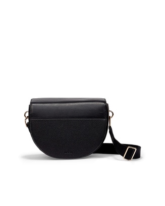 ECCO® Textureblock Leather Saddle Bag - Black - Main