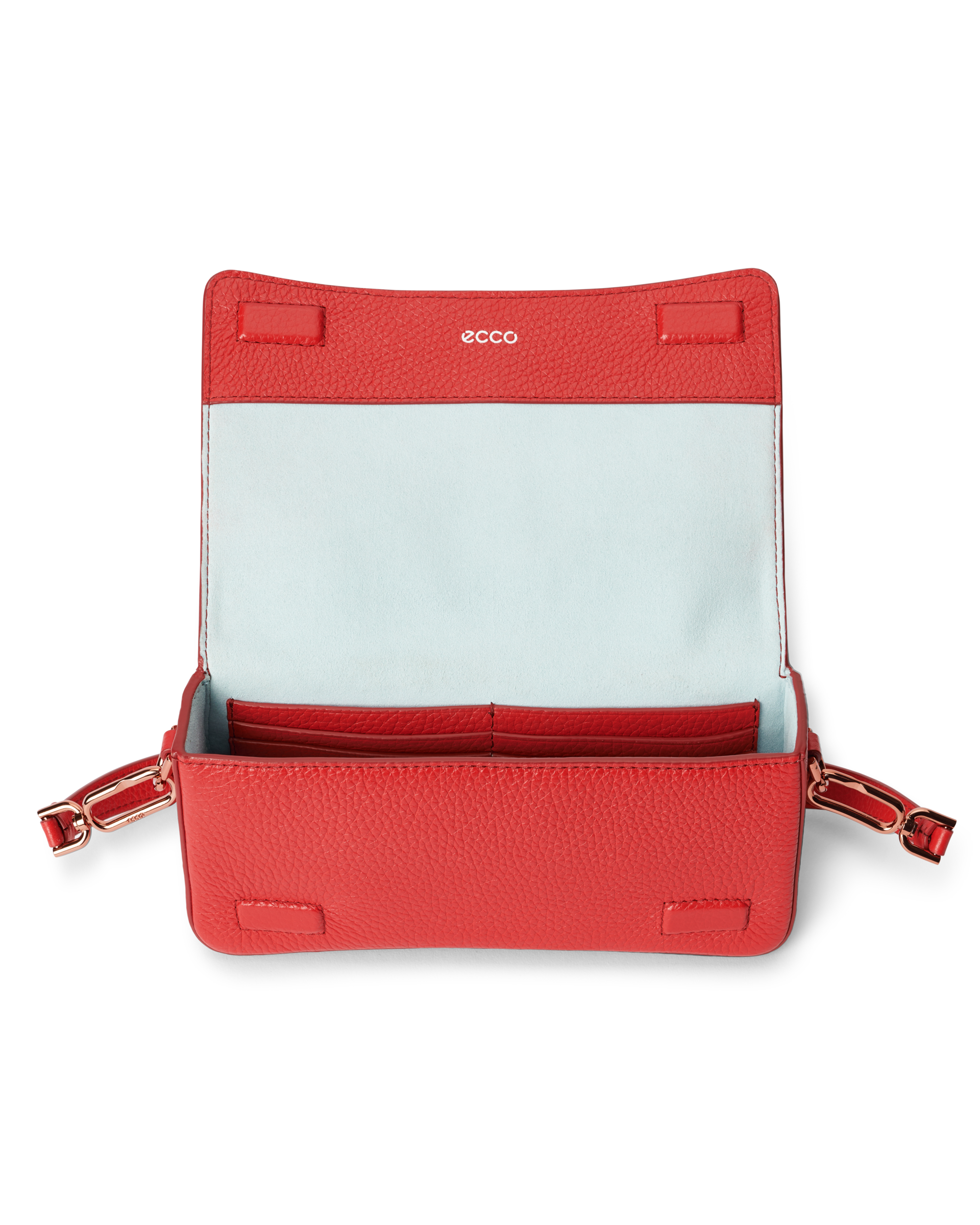 ECCO® Pinch Small Pebbled Leather Shoulder Bag - Red - Inside