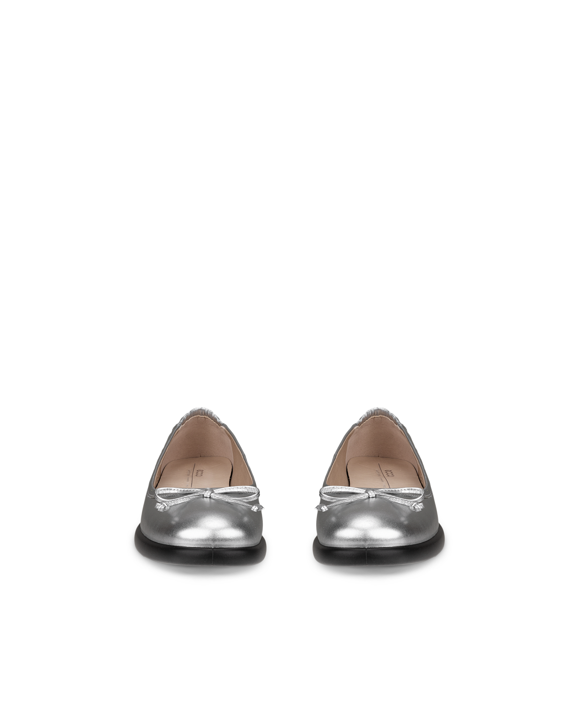 Women's ECCO® Sculpted LX 15 BOW Leather Ballerina - Grey - Front pair