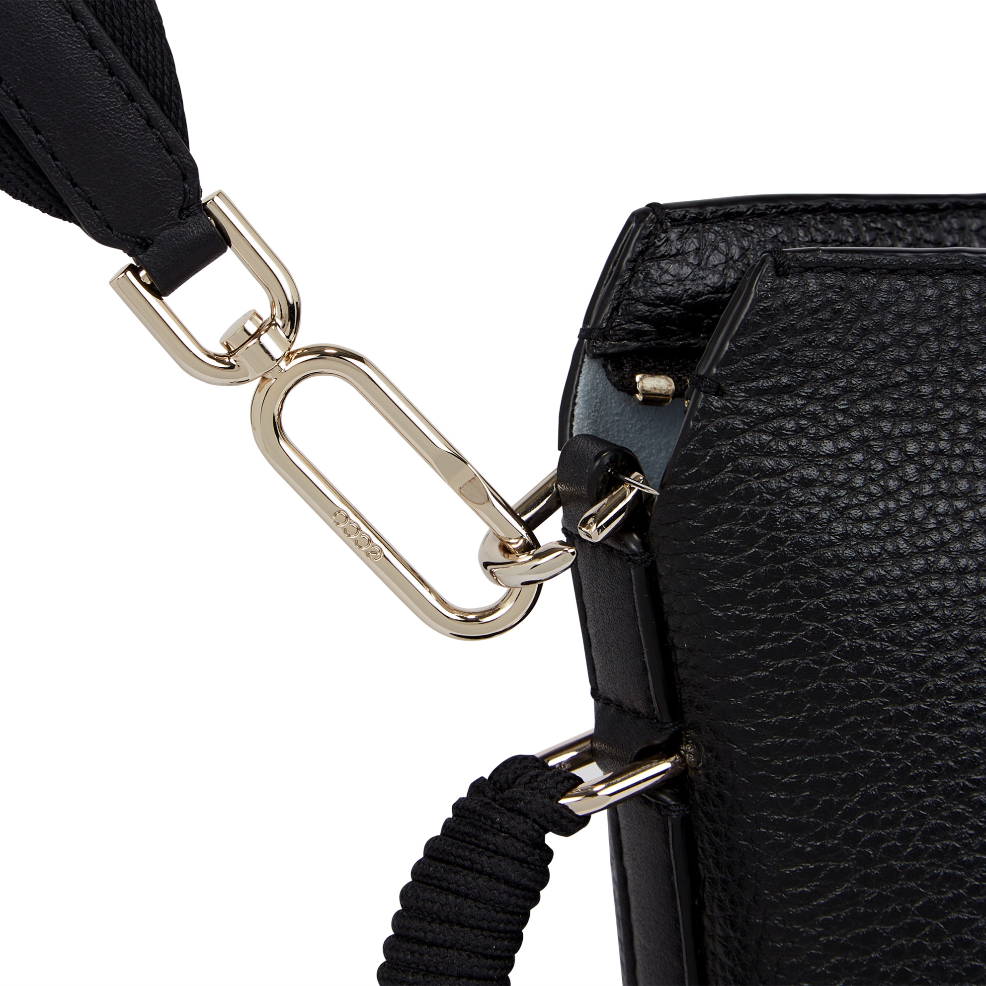 ECCO® Oversized Pot Leather Crossbody Bag - Black - Detail-1