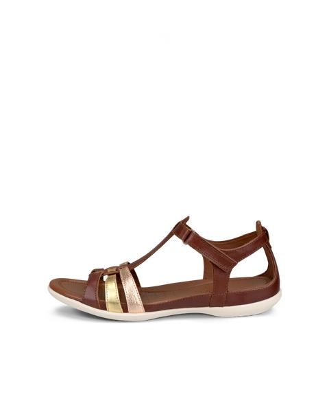 Women s ECCO Yuma Nubuck Flat Sandal Brown