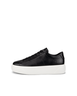 Women's ECCO® Street Platform Leather Sneaker - Black - Outside