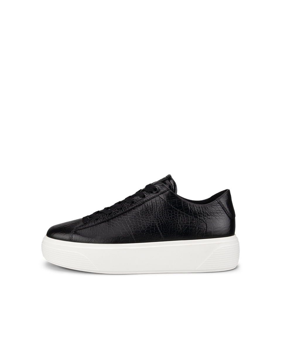 Women s ECCO Street Platform Leather Sneaker Black