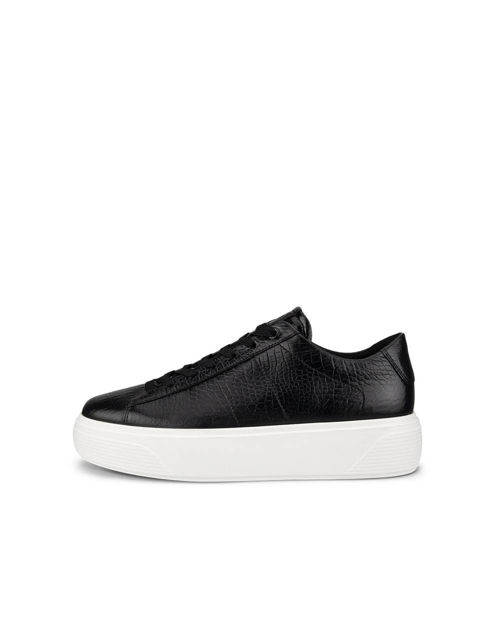 Women's ECCO® Street Platform Leather Sneaker - Black - Outside