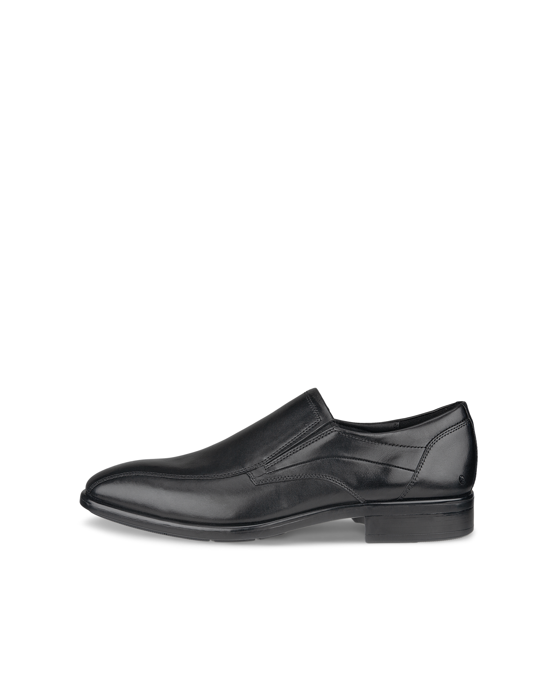 Men's ECCO® Citytray Leather Slip-On Dress Shoe - Black - Outside