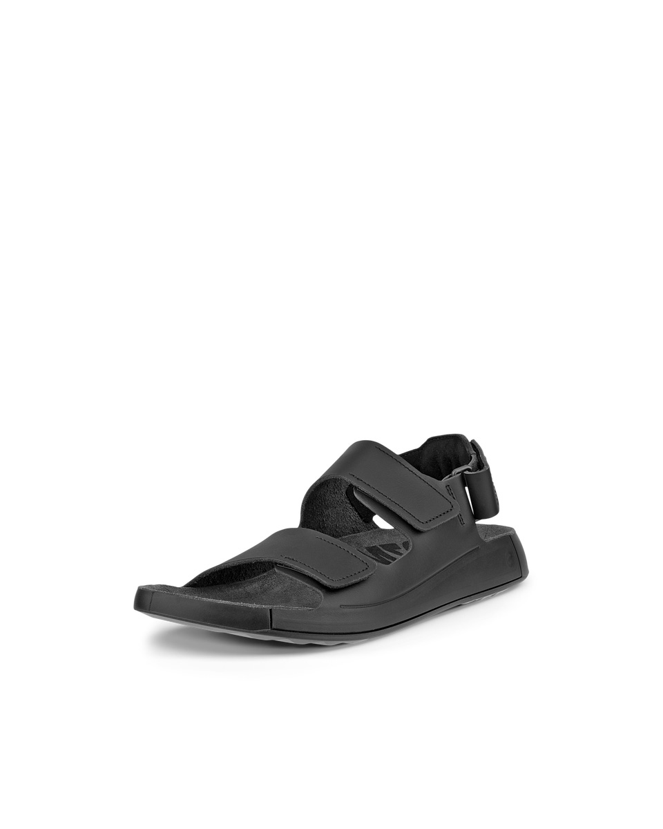 Men s ECCO Cozmo Leather Two Strap Sandal Black