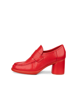 Mocasines de piel con tacón cuadrado ECCO® Sculpted LX 55 para mujer - Rojo - Outside