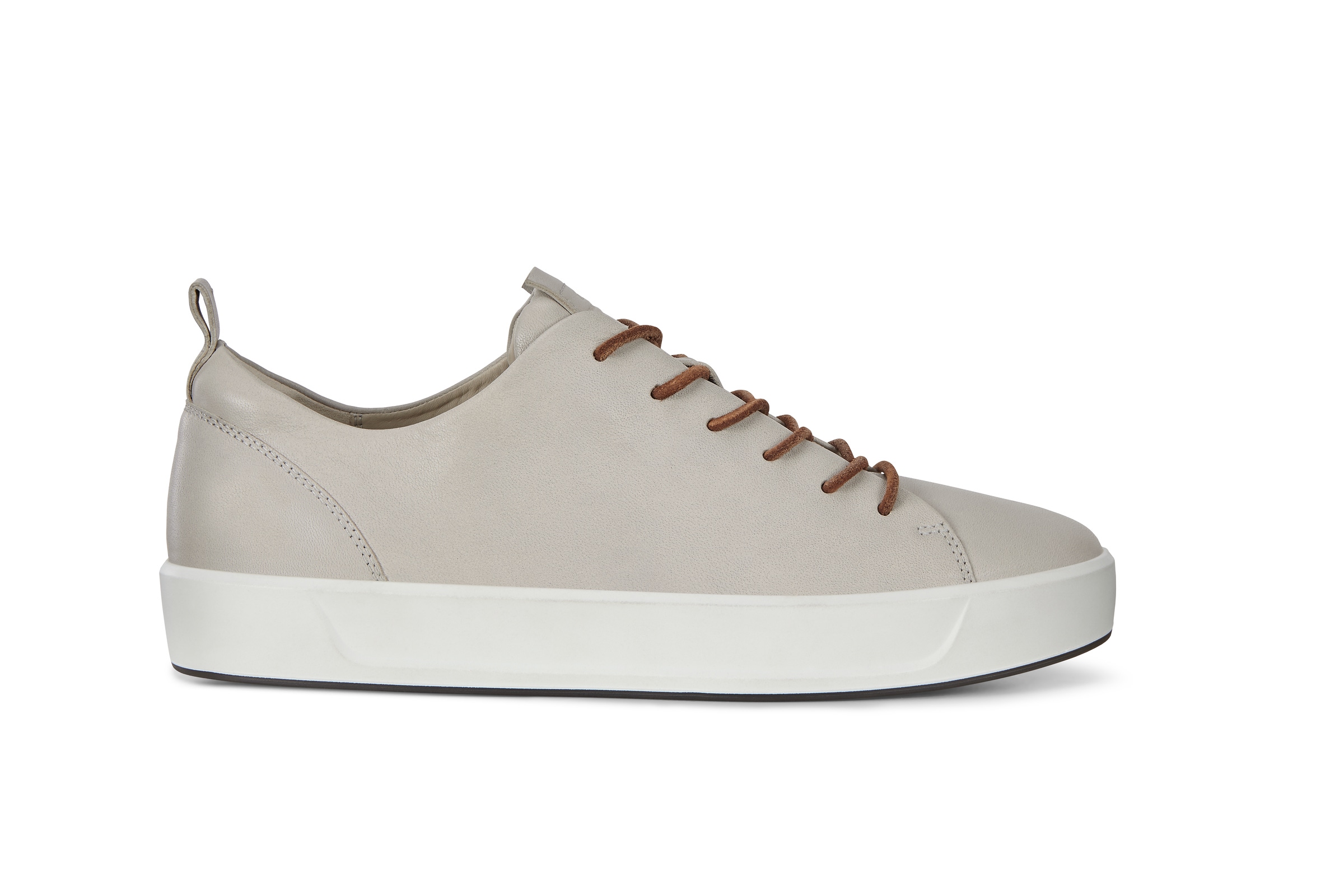 ECCO Soft 8 Women's Leather Lace-up Sneakers - Grey - Outside