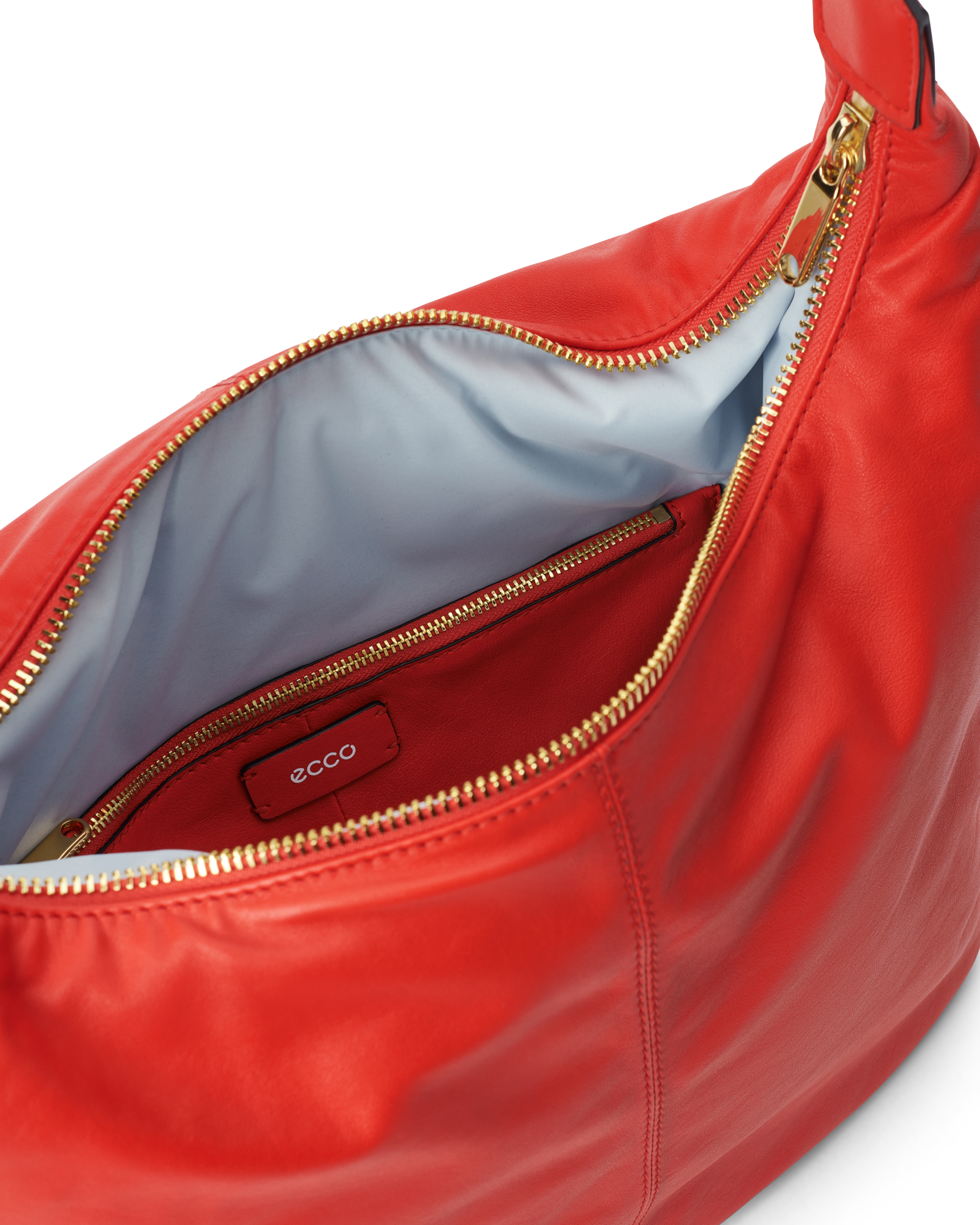 ECCO® Hobo Soft Leather Hobo Bag - Red - Inside