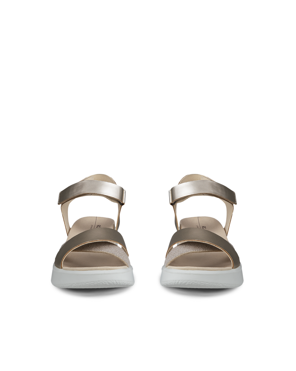 여성용 ECCO® Flowt Wedge LX 가죽 웨지 샌들 - Gold - Front pair