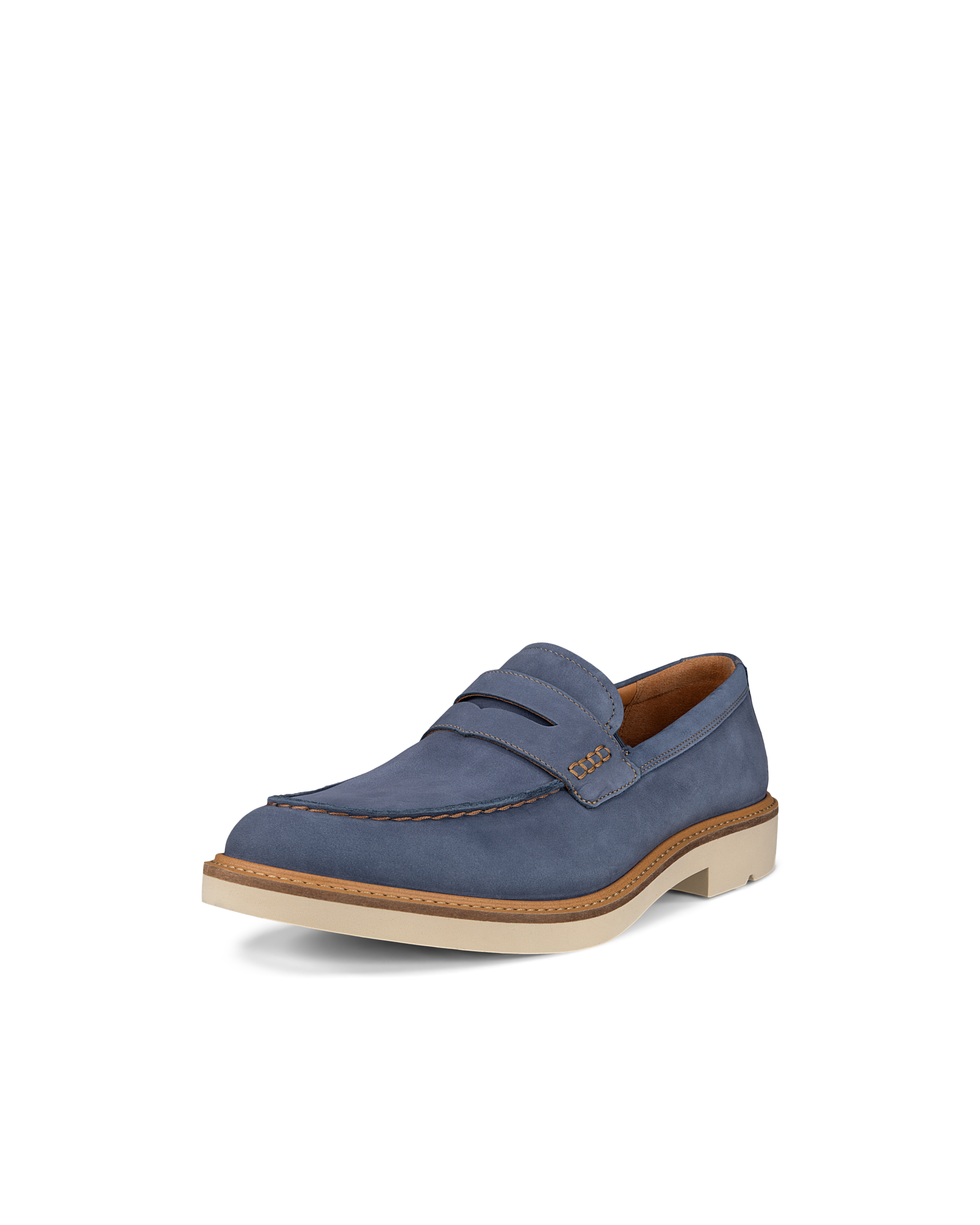 Men's ECCO® Metropole London Nubuck Moc-Toe Shoe - Blue - Main