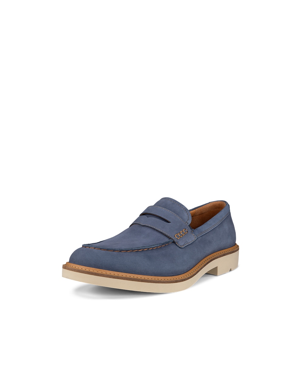 Men's ECCO® Metropole London Nubuck Moc-Toe Shoe - Blue - Main