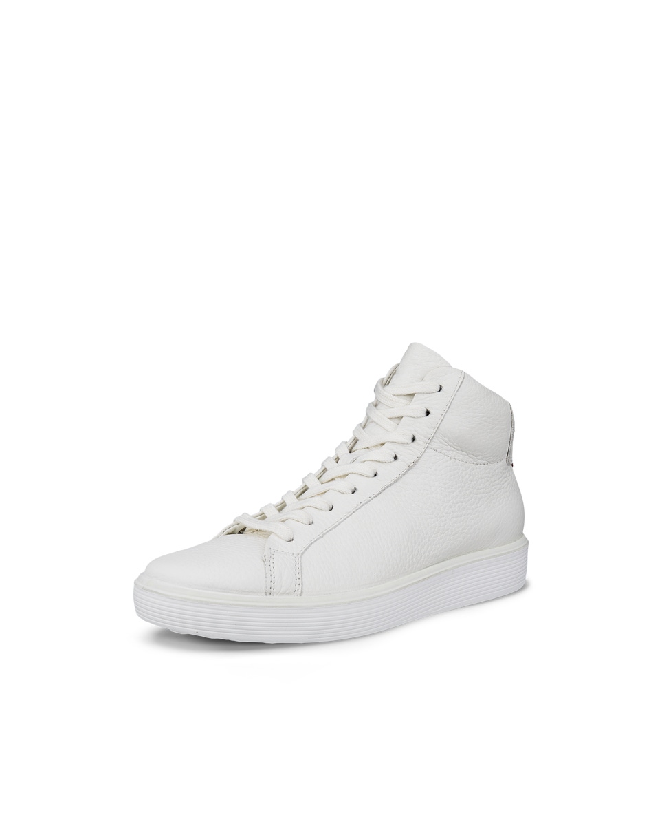 Women s ECCO Soft 60 Leather High Top Sneaker White