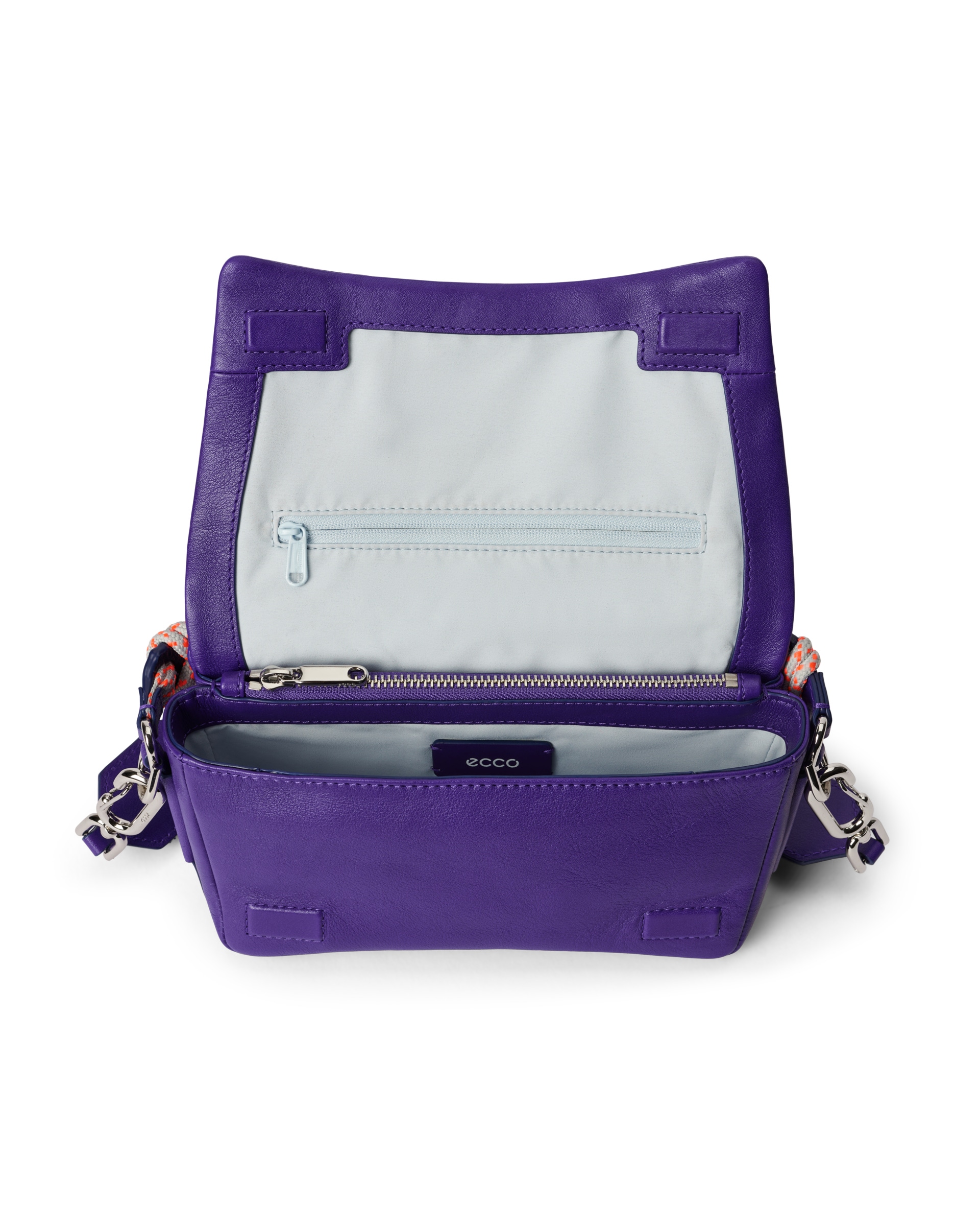 ECCO® Pinch Leather Medium Crossbody Bag - Purple - Inside